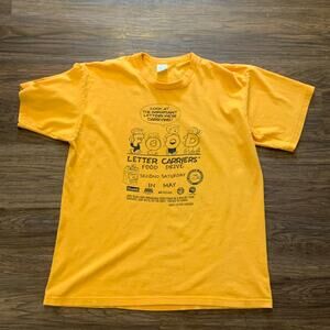 Vintage USPS Letter Carriers Food Drive T-Shirt L Yellow 90s USA Tee